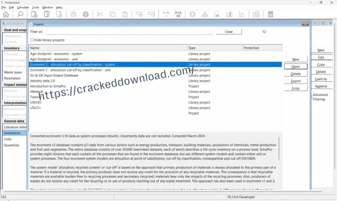 SimaPro Craft 10.1 with ecoinvent v3 database crack